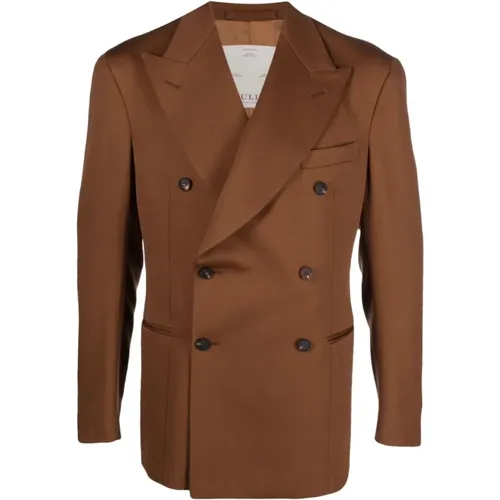 Tobacco Double Breasted Blazer , male, Sizes: M - Giuliva Heritage - Modalova