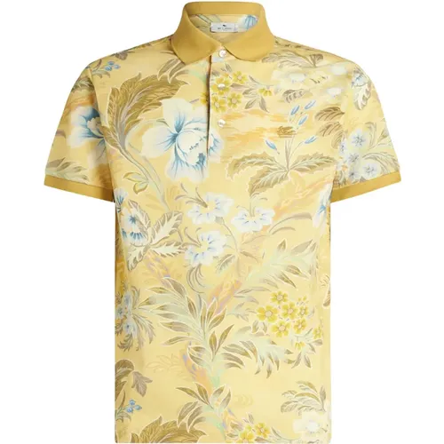 Blumenmuster Polo Shirt Gelb , Herren, Größe: L - ETRO - Modalova