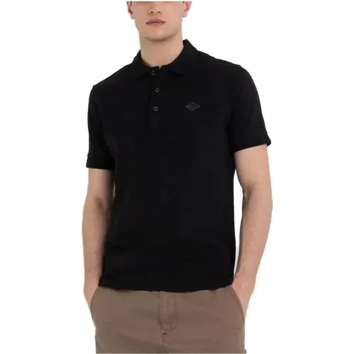 Schwarzes Polo-Shirt mit Knopfleiste , Herren, Größe: M - Replay - Modalova
