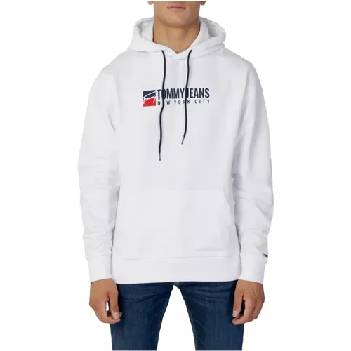 Weiße Kapuzenpullover Herren Sweatshirt Trendy Print - Tommy Jeans - Modalova