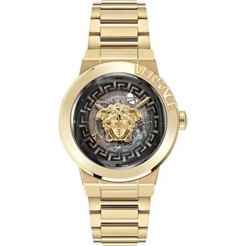 Skelett Edelstahl Uhr Automatik - Versace - Modalova