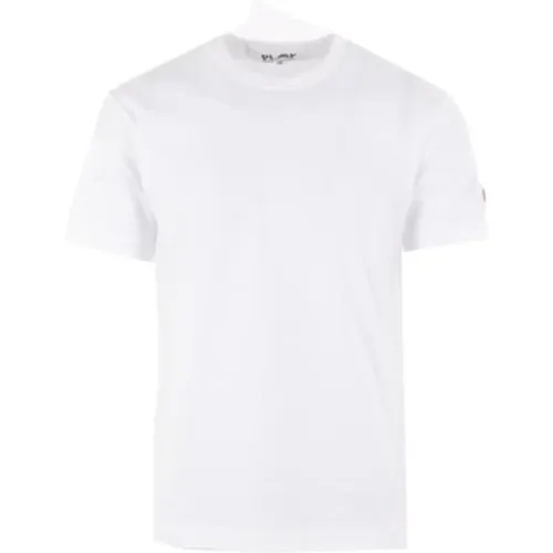 Weiße T-Shirt mit Pixel Logo Patch - Comme des Garçons Play - Modalova