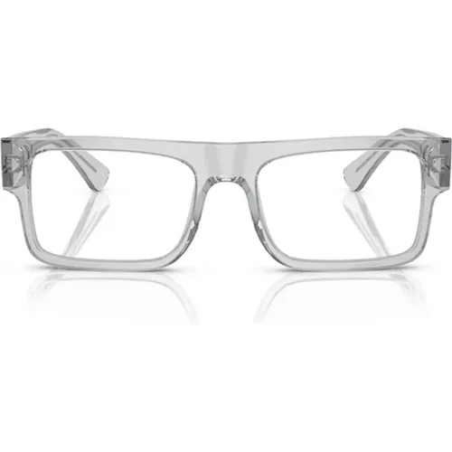 Stylish Grey Rectangular Glasses , male, Sizes: 55 MM - Prada - Modalova