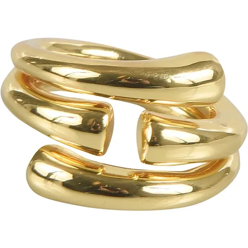 Golden Tube Polished Ring Accessories , female, Sizes: M - Federica Tosi - Modalova