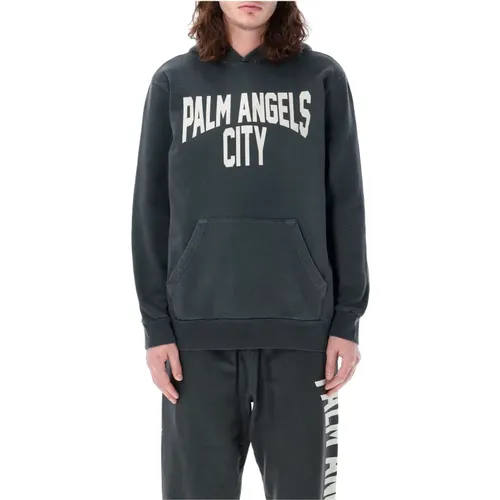 City Washed Hoodie Knitwear Dark Grey , male, Sizes: S, M, L, XL - Palm Angels - Modalova