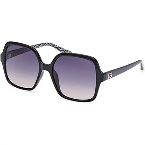 Stilvolle schwarze Sonnenbrille mit grauen Gläsern , Damen, Größe: 57 MM - Guess - Modalova