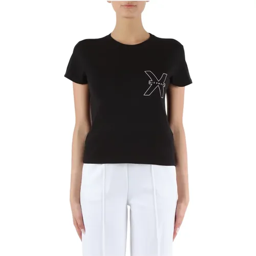 Stretch Baumwolle Logo Print T-shirt , Damen, Größe: M - Richmond - Modalova