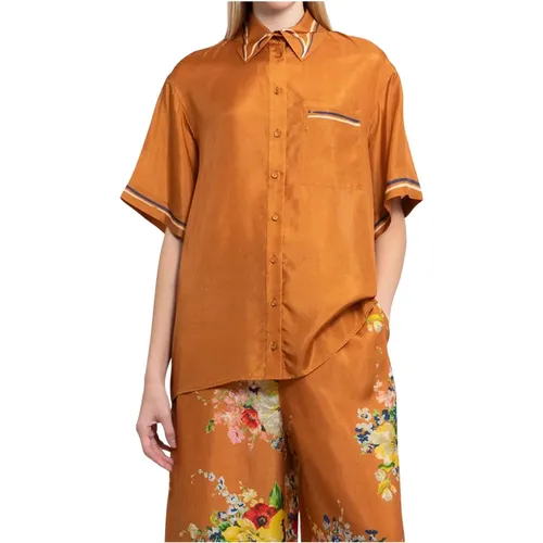 Locker sitzendes Seidenhemd mit Grafikdruck , Damen, Größe: M - Zimmermann - Modalova