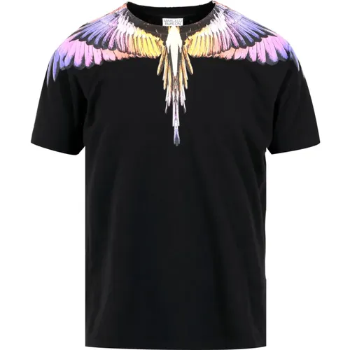 Schwarze T-Shirts und Polos mit Flügelgrafik , Herren, Größe: XL - Marcelo Burlon - Modalova