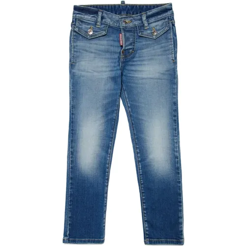 Dunkelblaue Slim-Fit-Jeans - Dsquared2 - Modalova