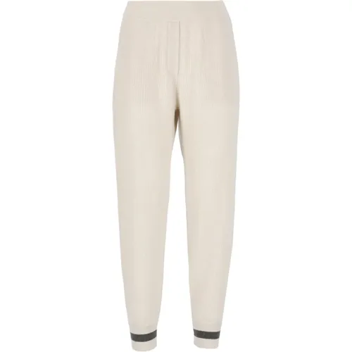 Ivory Cashmere Elastic Waist Pants , female, Sizes: M, S - BRUNELLO CUCINELLI - Modalova