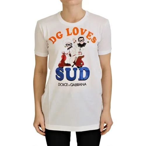 Dolce Gabbana Cotton DG Loves SUD T-shirt , female, Sizes: 2XS, L, S, 3XS, XS - Dolce & Gabbana - Modalova
