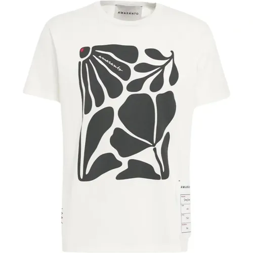 Flower Print Crew Neck T-shirt , male, Sizes: L, M, XL - Amaránto - Modalova