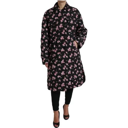 Floral Collared Trench Coat Jacket , female, Sizes: XS - Dolce & Gabbana - Modalova