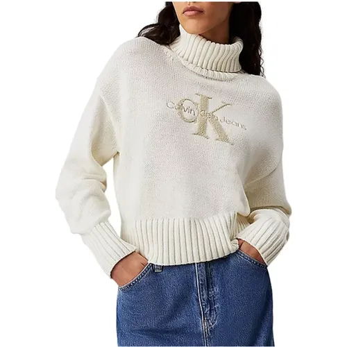 Chenille Monologo Sweater in , female, Sizes: L, M, XS, S - Calvin Klein - Modalova