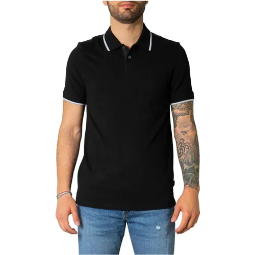 Schwarzes Polo-Shirt mit Knopfverschluss , Herren, Größe: S - Armani Exchange - Modalova