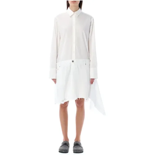 Weißes Popeline Denim Kleid , Damen, Größe: 2XS - JW Anderson - Modalova