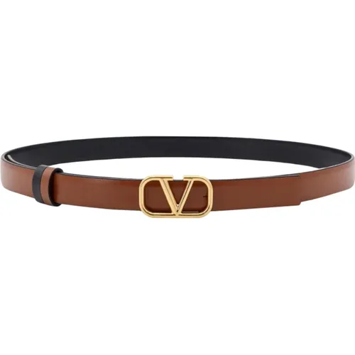 Reversible Leather Belt with VLogo Buckle , female, Sizes: 80 CM, 90 CM - Valentino Garavani - Modalova