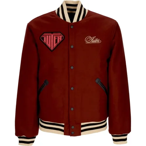 Burgundy Varsity College Jacket , Herren, Größe: L - Iuter - Modalova