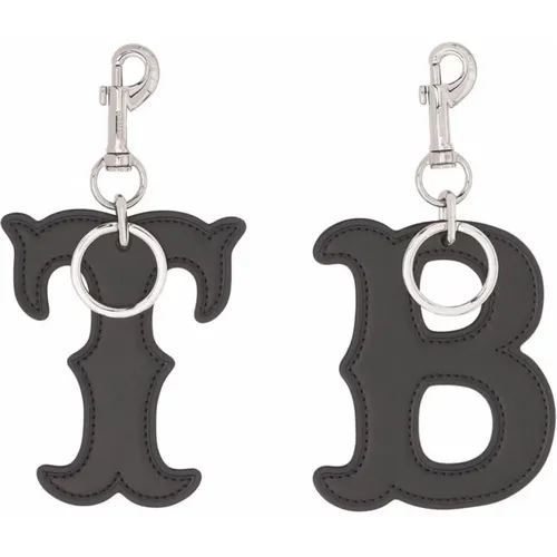 Leather Letter Motif Key Charms , male, Sizes: ONE SIZE - Burberry - Modalova