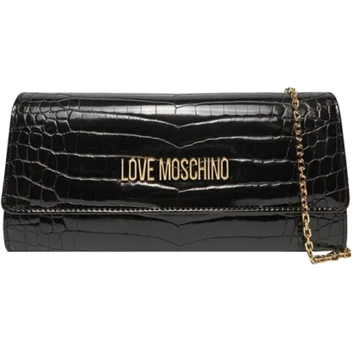 Schwarze Umhängetasche mit goldenen Details - Moschino - Modalova