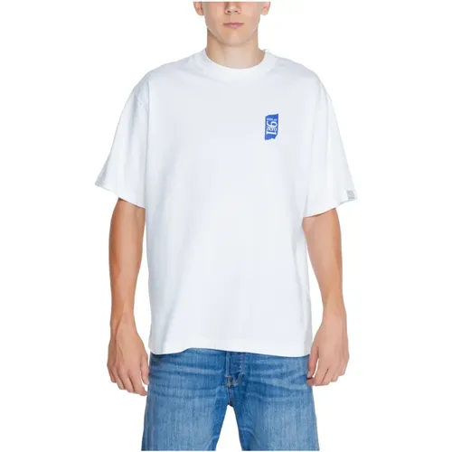 Weißes Baumwoll-T-Shirt Herren Kurzarm , Herren, Größe: L - Replay - Modalova