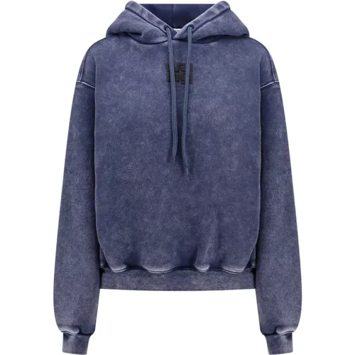 Blaue Denim-Effekt Kapuzenpullover , Damen, Größe: S - alexander wang - Modalova