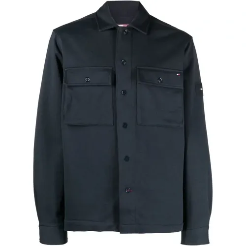 Jersey shirt jacket , male, Sizes: L, S - Tommy Hilfiger - Modalova