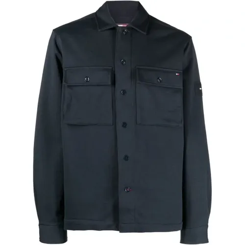 Jersey shirt jacket , male, Sizes: L, XL, M, S, 2XL - Tommy Hilfiger - Modalova