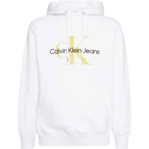 Saisonale Monologo Regular Hoodie Weiß , Herren, Größe: XL - Calvin Klein - Modalova