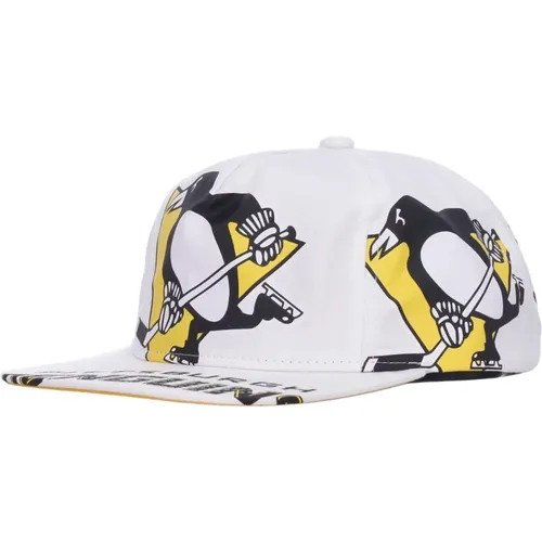 Pittsburgh Penguins Flat Visor Cap , male, Sizes: ONE SIZE - Mitchell & Ness - Modalova