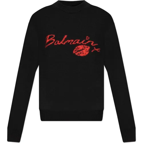 Pullover mit gesticktem Logo - Balmain - Modalova