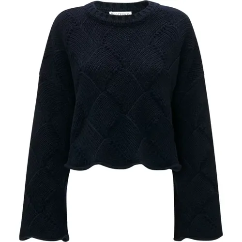 Navy Basket-Weave Sweater , female, Sizes: 2XS - JW Anderson - Modalova