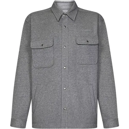 Grey Classic Fit Shirts with Snap Button Closure , male, Sizes: M, S - Givenchy - Modalova