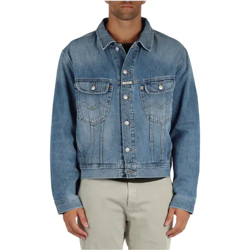 Denimjacke Eco Plus Klassisch Langarm , Herren, Größe: M - Replay - Modalova