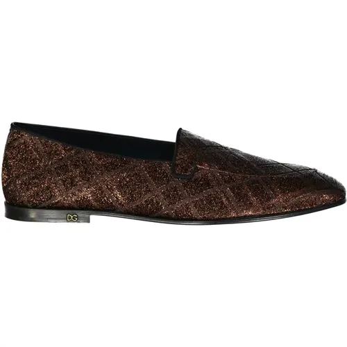 Loafer Shoes with Gold Detail , male, Sizes: 11 UK - Dolce & Gabbana - Modalova