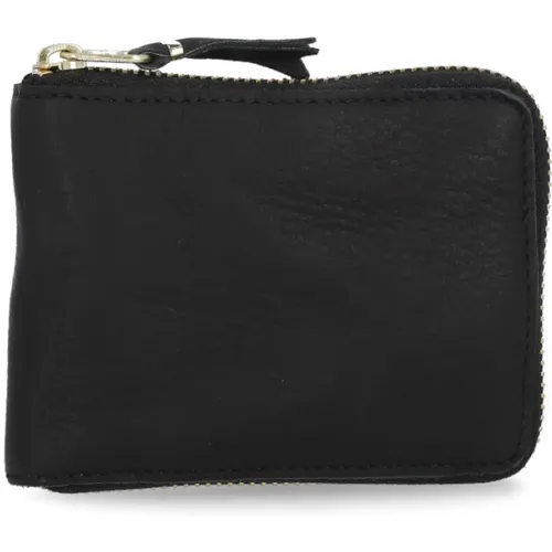 Schwarze Geldbörse aus genarbtem Leder mit Mehreren Taschen , unisex, Größe: ONE Size - Comme des Garçons - Modalova