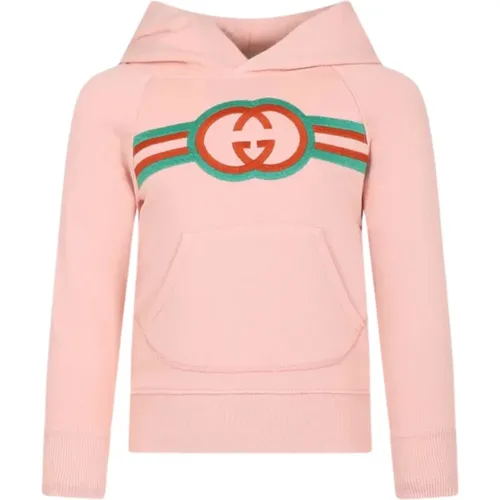 Rosa Gestreifter Kinder Kapuzenpullover - Gucci - Modalova