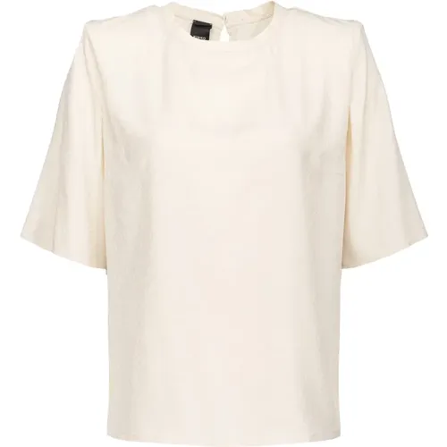 Short-sleeved jacquard blouse , female, Sizes: XS, S, M, 2XS - pinko - Modalova