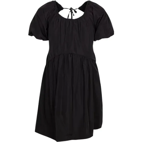 Schwarzes Taffeta-Kleid mit ausgestellten Ärmeln und offenem Rücken - pinko - Modalova