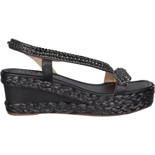 Snake Wedge Sandal with Embellishments , female, Sizes: 5 UK, 4 UK, 6 UK, 3 UK, 8 UK, 7 UK, 9 UK - Alma en Pena - Modalova