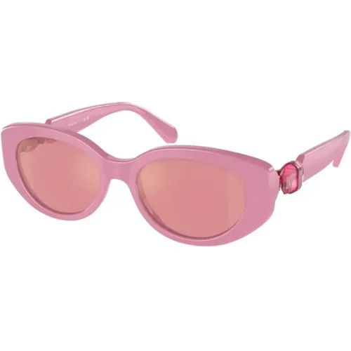 Rosa Spiegelglas Sonnenbrille - Swarovski - Modalova