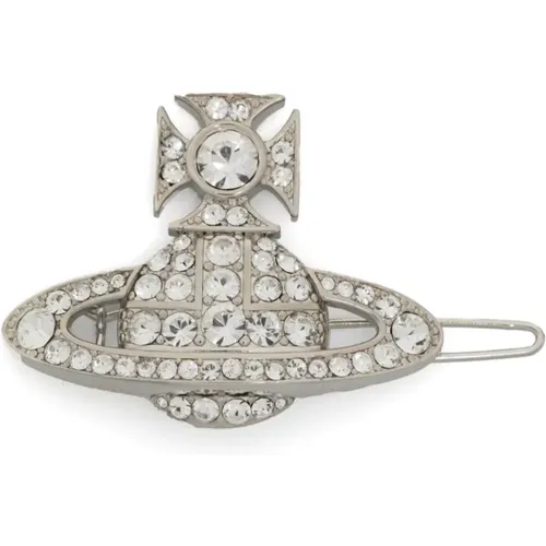 Crystal Decorated Silver Hair Clip , female, Sizes: ONE SIZE - Vivienne Westwood - Modalova