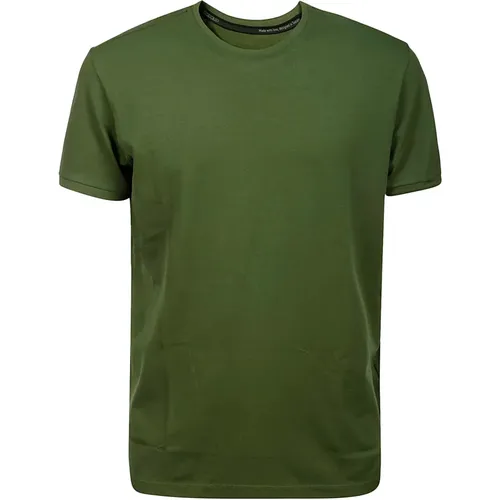 Macro Grünes Baumwoll-T-Shirt, Rotes Baumwoll-T-Shirt mit Kurzen Ärmeln, Rotes Baumwoll-Kurzarm-T-Shirt - RRD - Modalova