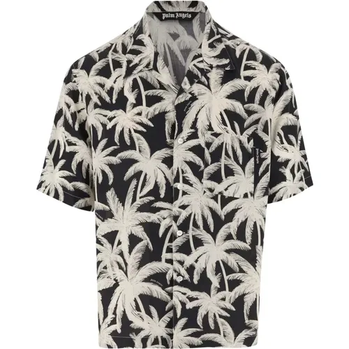 Schwarz Elfenbein Palmen Muster Hemd - Palm Angels - Modalova