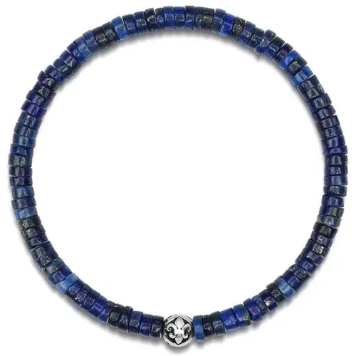 Men's Wristband with Blue Lapis Heishi Beads and Silver , male, Sizes: L, M - Nialaya - Modalova