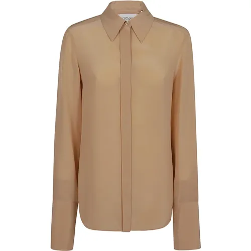 Seiden Crêpe de Chine Shirt Nude , Damen, Größe: S - Max Mara - Modalova