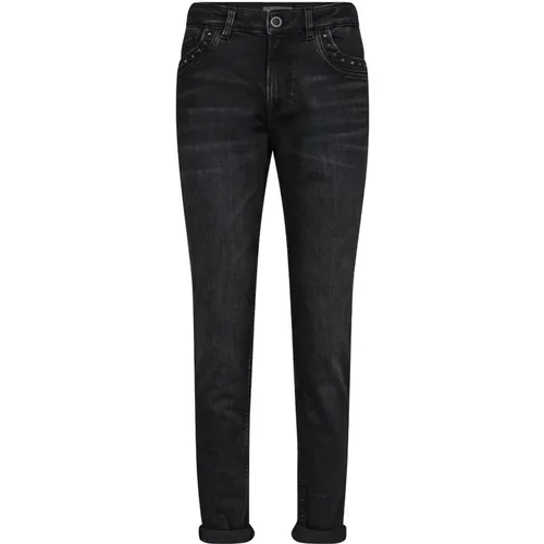 Dark Grey Jeans with Cool Details , female, Sizes: W27, W30, W25, W32, W31, W26, W29, W28, W33 - MOS MOSH - Modalova