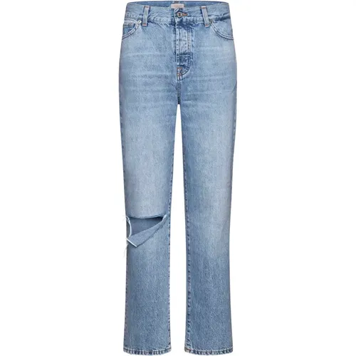 Blaue Jeans mit Ripped-Details , Damen, Größe: W28 - 7 For All Mankind - Modalova