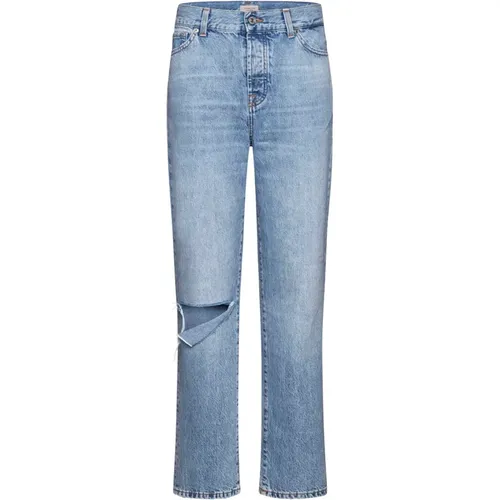Blaue Jeans mit Ripped-Details , Damen, Größe: W30 - 7 For All Mankind - Modalova